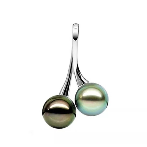 Toi et Moi Tahitian pearl silver pendant