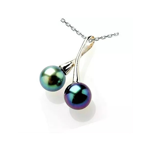 Toi et Moi Tahitian pearl silver pendant