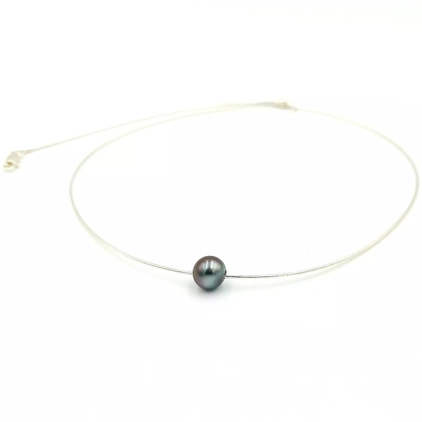 Essentiel Tahitian pearl silver necklace