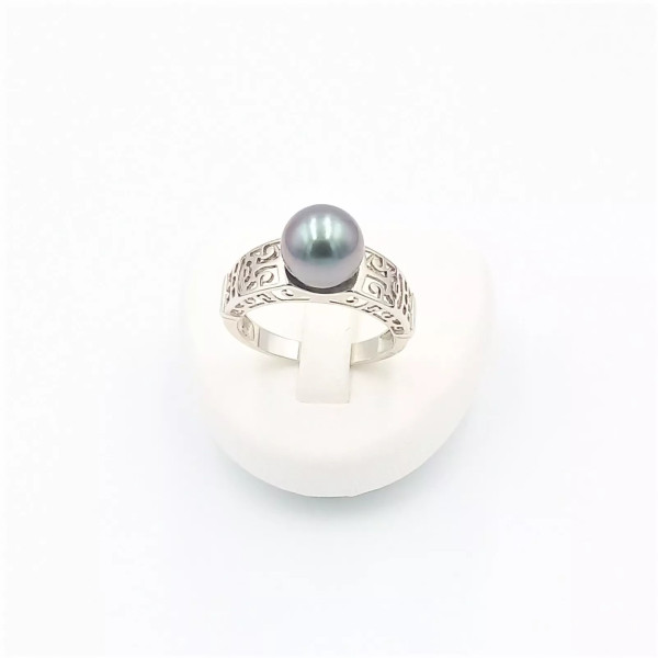 Tehei silver and Tahitian pearl ring