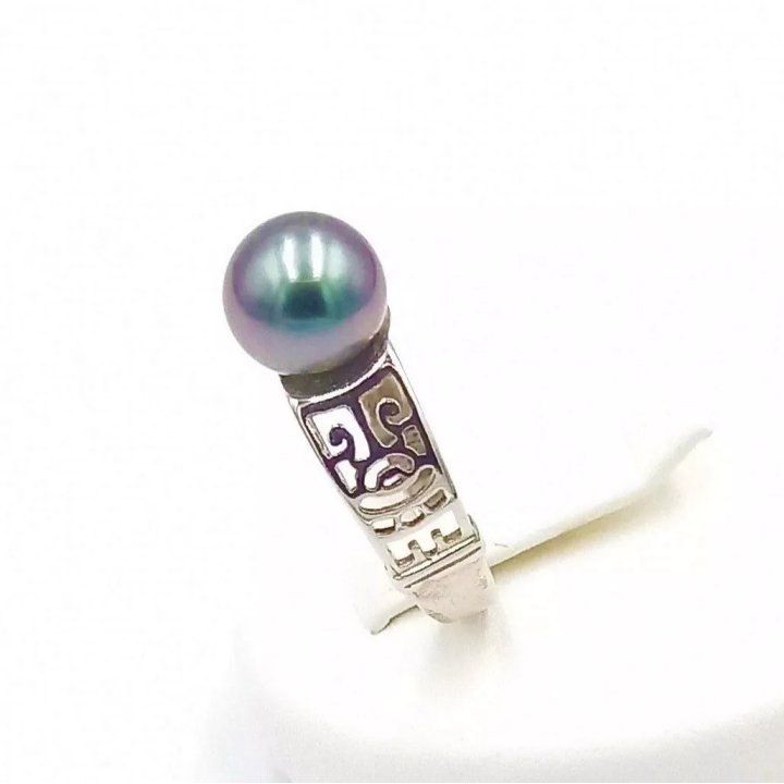 Anello Tehei in argento con perla di Tahiti