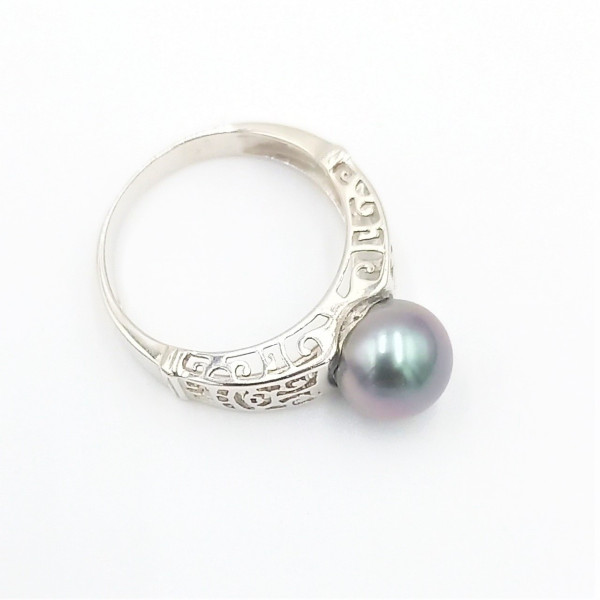 Tehei silver and Tahitian pearl ring