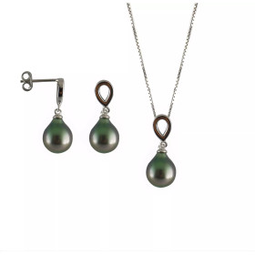 Parure argent perles de Tahiti poires Carlota