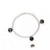 Sterling silver bracelet with Tahitian pearls in charms