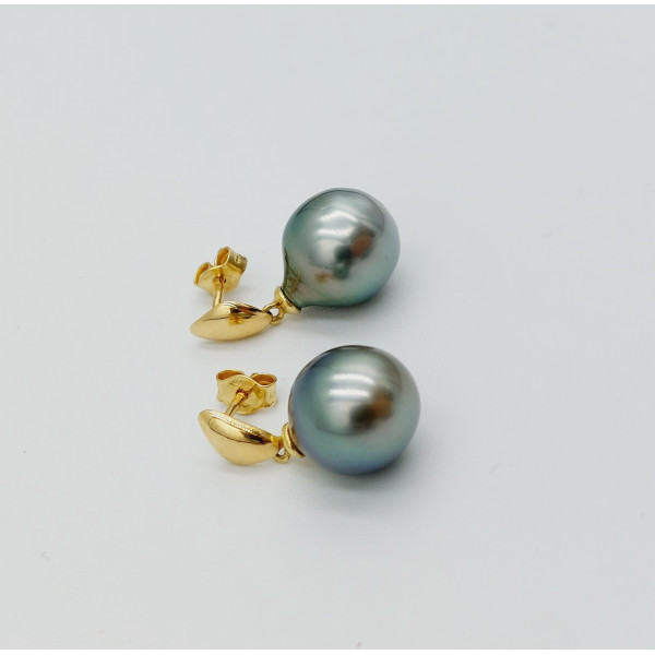 Boucles d'oreilles or jaune 18k perles de Tahiti Elise