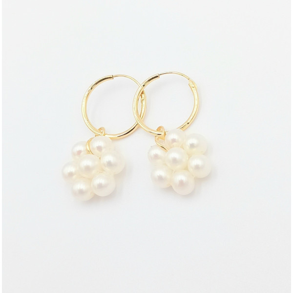 Boucles d'oreilles en or 18 carats et perles de culture d'eau douce Orient