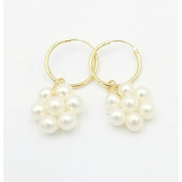 Boucles d'oreilles en or 18 carats et perles de culture d'eau douce Orient