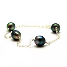 Bracciale Kaline in argento con perle di Tahiti cerchiate