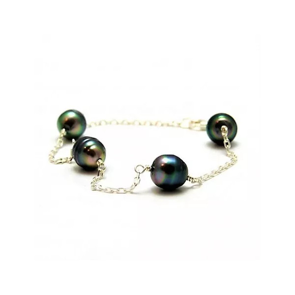 Kaline Tahitian pearl silver bracelet