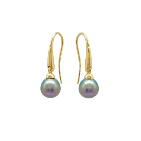 Huahine 18k gold hook earrings with Tahitian pearls