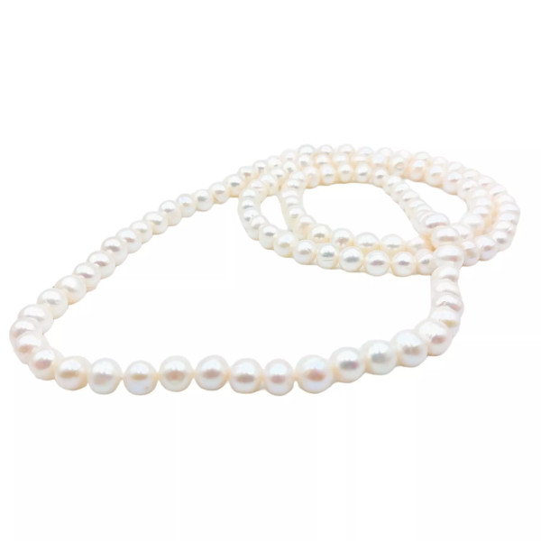 Sophia white long necklace of cultured pearls