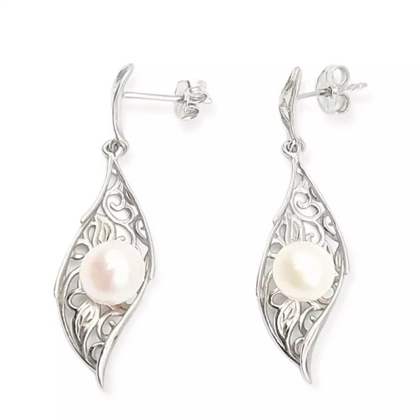 Boucles d'oreilles argent perles eau douce Ania