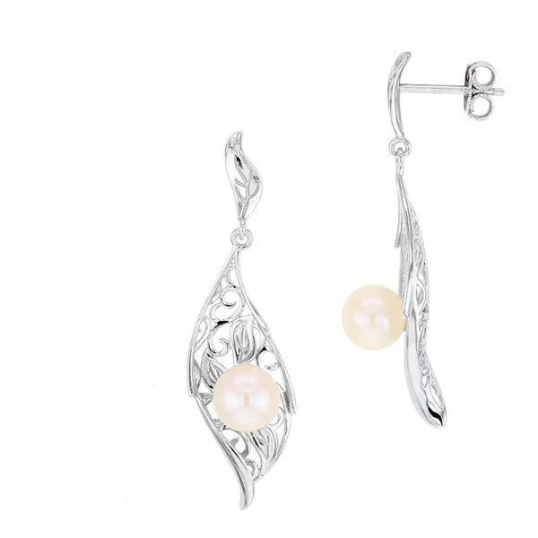 Boucles d'oreilles argent perles eau douce Ania