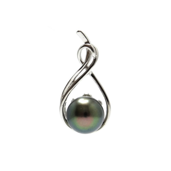 Sterling silver pendant with  a semi-round Tahitian pearl.