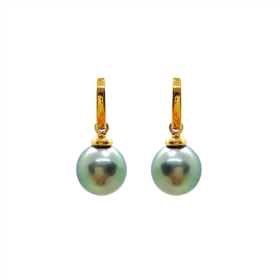 Dangling 18 k earrings with Tahitian pearls Elea