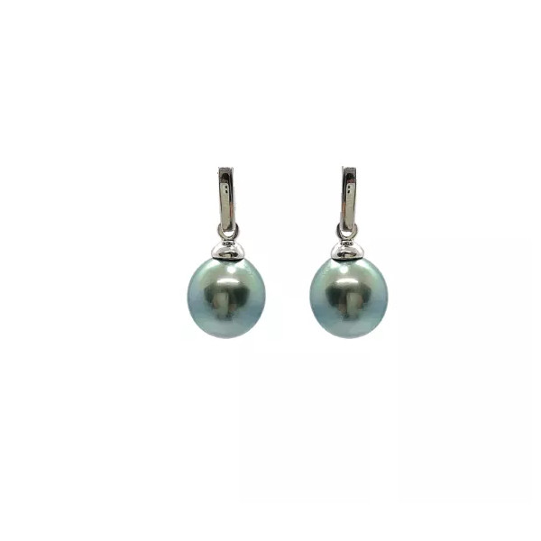 Dangling 18 k earrings with Tahitian pearls Elea