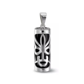 Pendentif Tiki argent et onyx Sagesse