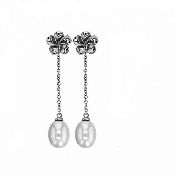 Boucles d'oreilles argent perles eau douce Fleurs