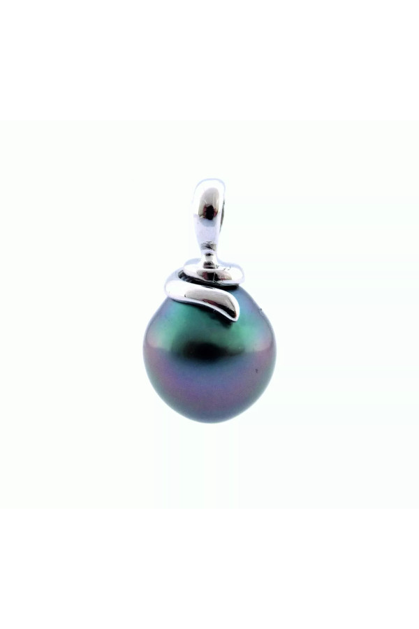 Pendentif En Or 750 (18 Carats) Orné D'une Perle De Tahiti En Forme Goutte D'eau – Occasion Avec Poinçon Tête D'Aigle