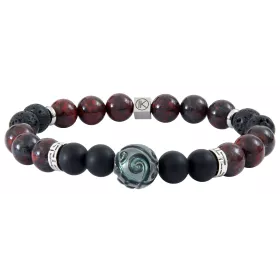 copy of Engraved Tahitian pearl bracelet, frosted black agate and triple eye (bull, tiger, falcon)