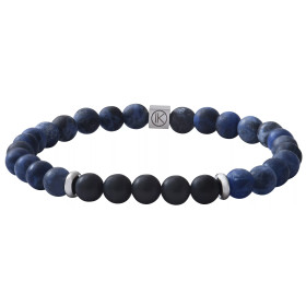 Bracelet Agate noire et Sodalite aspect dépoli