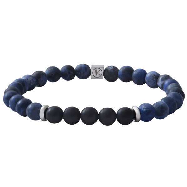 Black Agate and frosted Sodalite bracelet