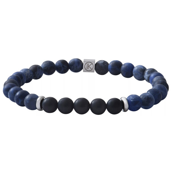 Bracelet Agate noire et Sodalite aspect dépoli