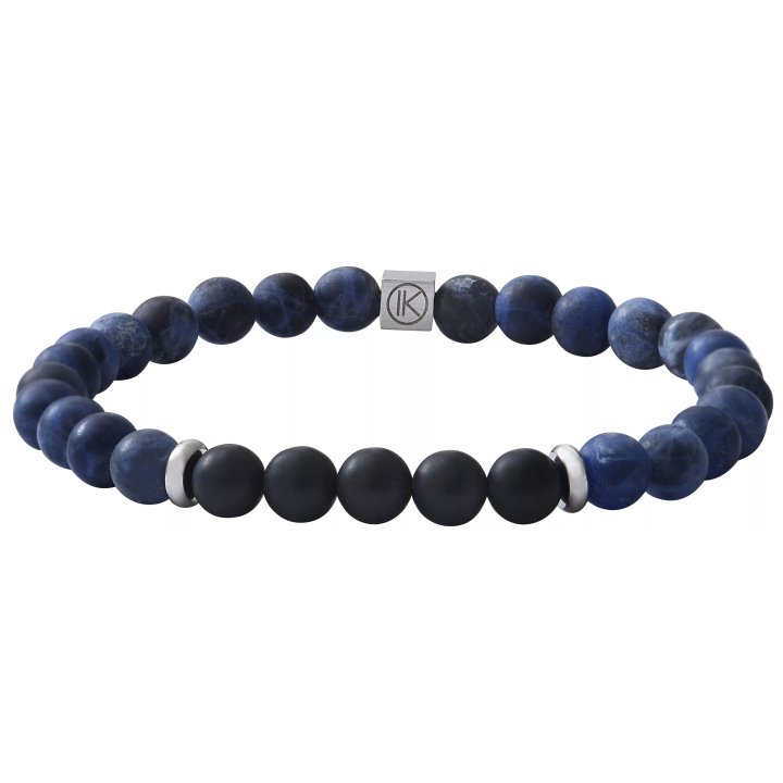 Bracciale in agata nera e sodalite effetto opaco
