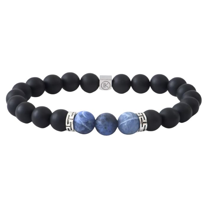 Armband aus mattem schwarzem Achat und Sodalith - 8mm