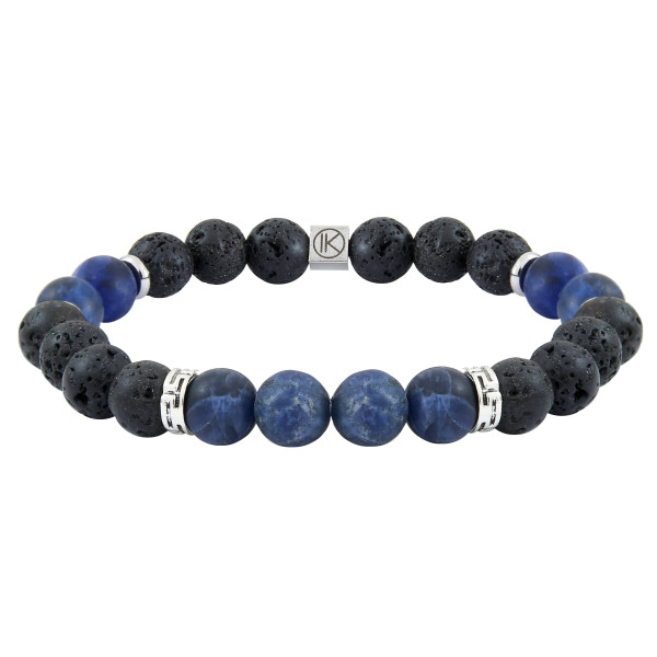 Lava Stone and Sodalite Frosted Look Bracelet - 8mm