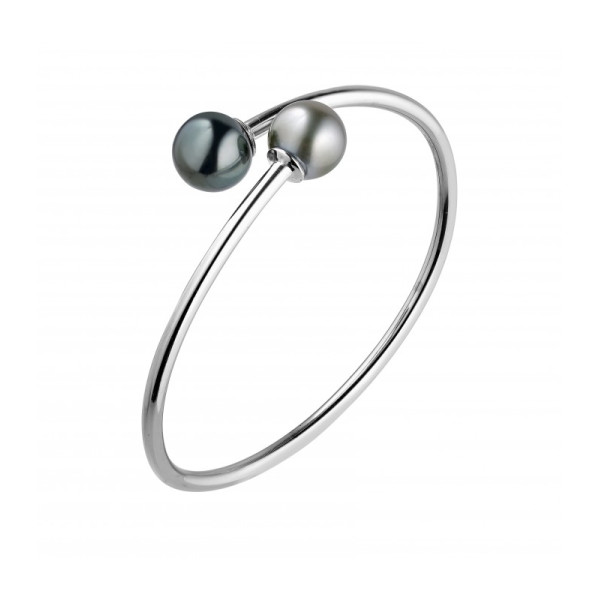 Toi et Moi silver bracelet with Tahitian pearls - Poemana