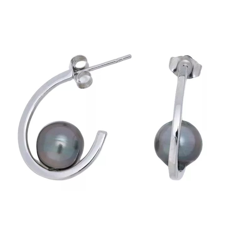 Creolen Oreva aus Silber mit Circlé-Tahiti-Perlen