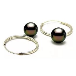Orecchini a cerchio Lona in argento con perle di Tahiti
