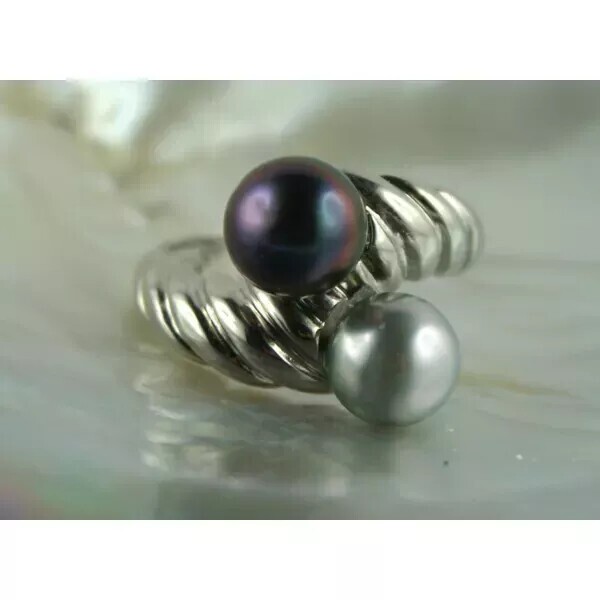 Bague En Argent Sterling Coeur Avec Une Perle De Tahiti - Taille 51 - Occasion