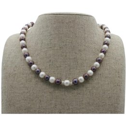 LILO - Collier de Perles Eau Douce Blanches et Violettes Élégant pour Femme Active