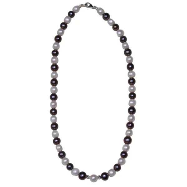 Collier LILO - Eau Douce blanches et violettes fermoir argent 925