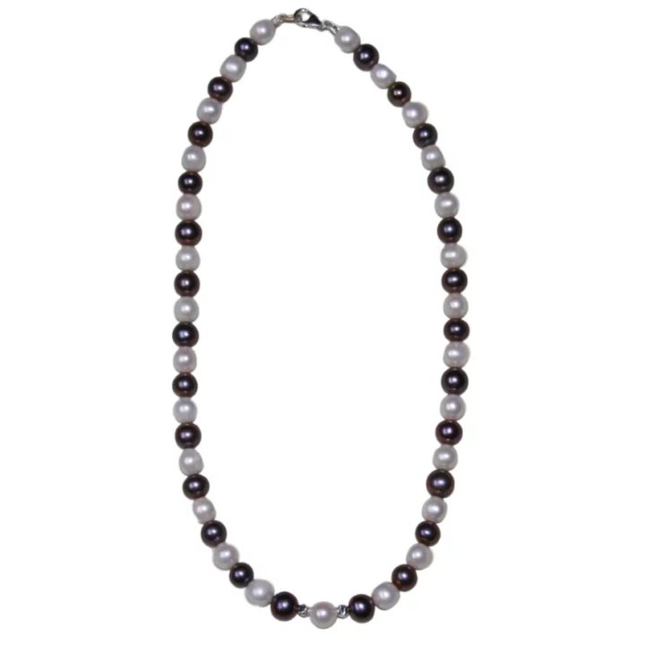 Collana con perle d'acqua dolce bicolori e argento 925