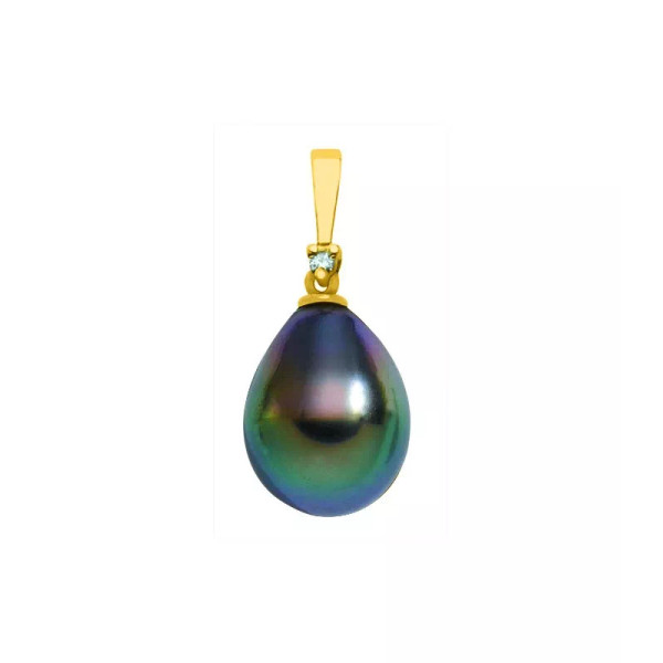 Tahitian black pearl pendant, 18k gold setting 0.32 g, diamond 0.01 ct.