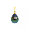 Pendentif perle noire de Tahiti forme goutte, monture or 18 k 0,32 g, diamant 0,01 ct.