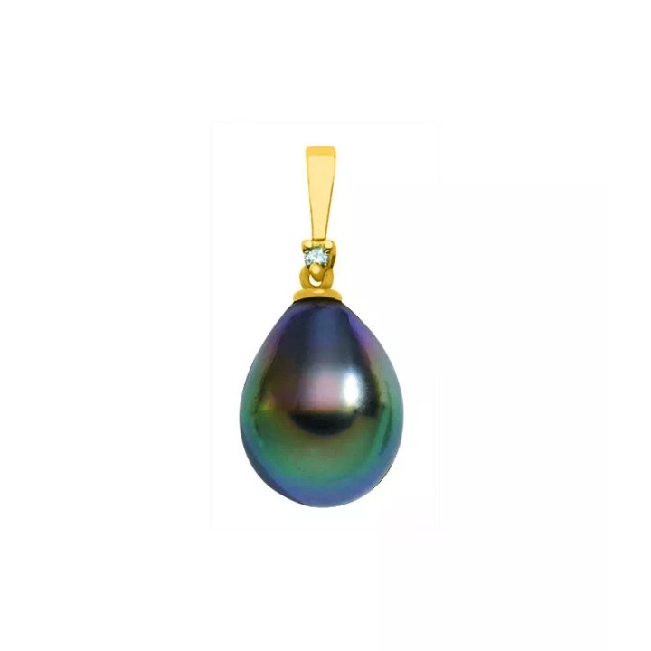 Tahitian black pearl pendant, 18k gold setting 0.32 g, diamond 0.01 ct.