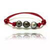 Cotton bracelet with 3 Tahitian pearls - Poemana