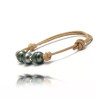 Cotton bracelet with 3 Tahitian pearls - Poemana