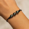 Cotton bracelet with 3 Tahitian pearls - Poemana