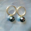 Creoles in 18K gold and Tahitian pearls Joyce - Earrings Poemana