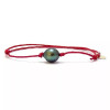 Bracelet rouge intense avec perle de Tahiti authentique cerclée, fabriqué en France