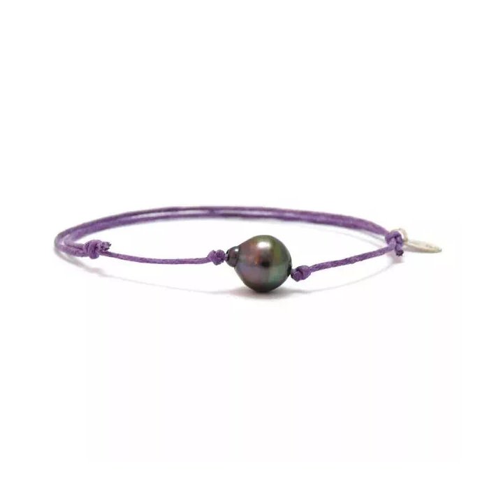 Bracciali in cotone con perla di Tahiti cerchiata