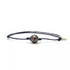 Bracelet en coton noir avec perle de culture de Tahiti cerclée, style minimaliste et mixte