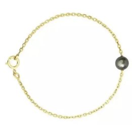 Bracciale in oro 18 carati con perla di Tahiti tonda