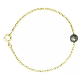 Bracelet en or jaune 18 carats avec perle de Tahiti ronde noire
