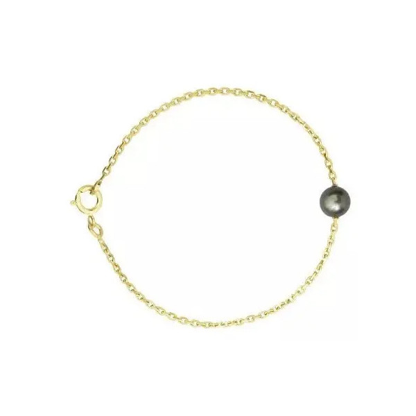 18 K gold bracelet with round Tahitian pearl - Bijouterie Poemana